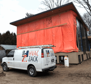 HVACZack on site at a South Whitby ductwork and heat pump installation project.