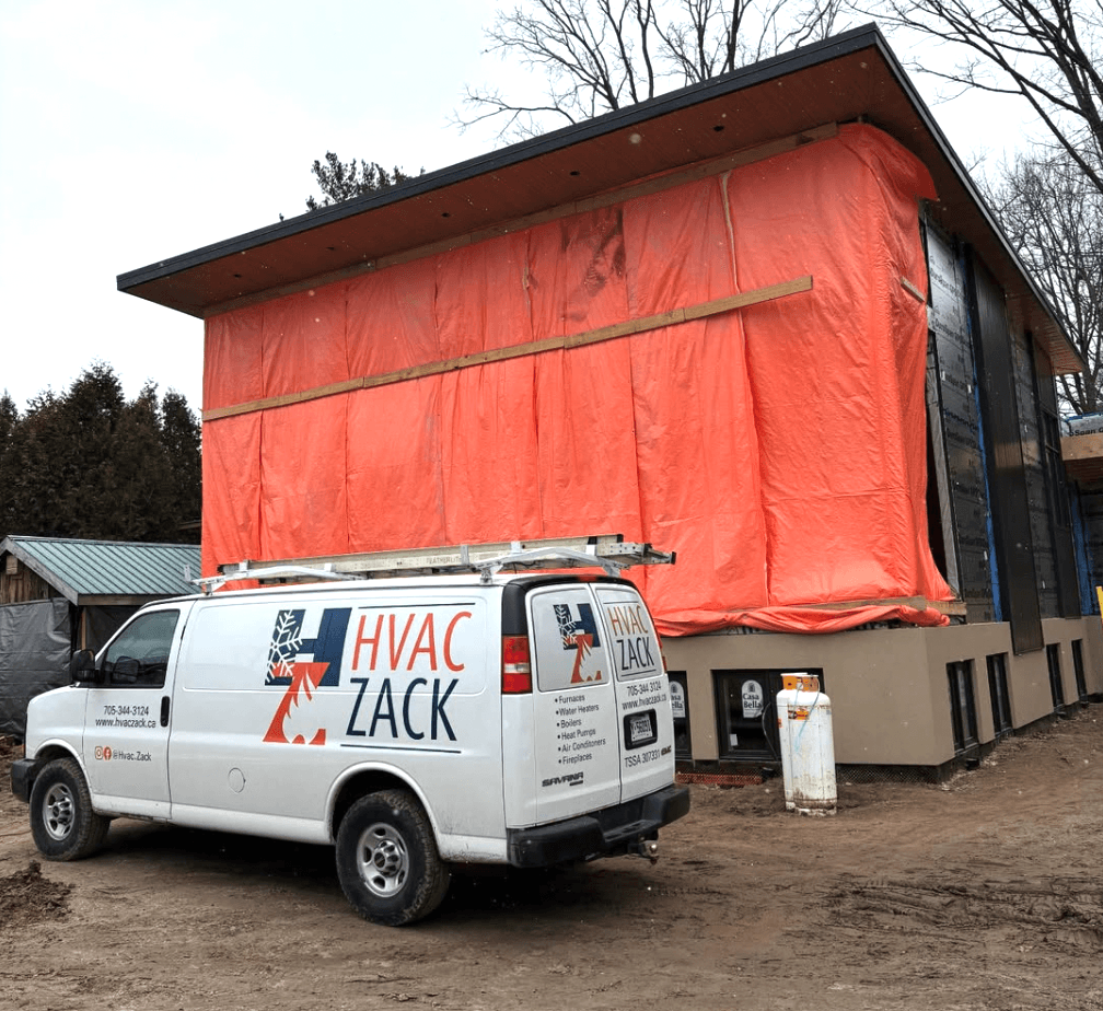 HVACZack on site at a South Whitby ductwork and heat pump installation project.