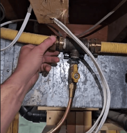 Brooklin Gas Leak Repair by HVAC Zack Gas leak repair in Brooklin, Whitby — HVAC Zack fixing faulty gas fittings from a previous contractor.